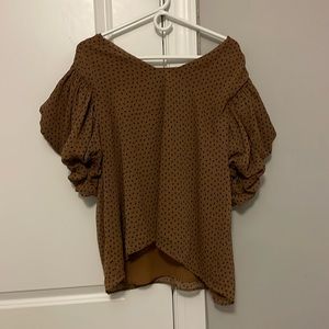 Express Brown Ruffle Shirt